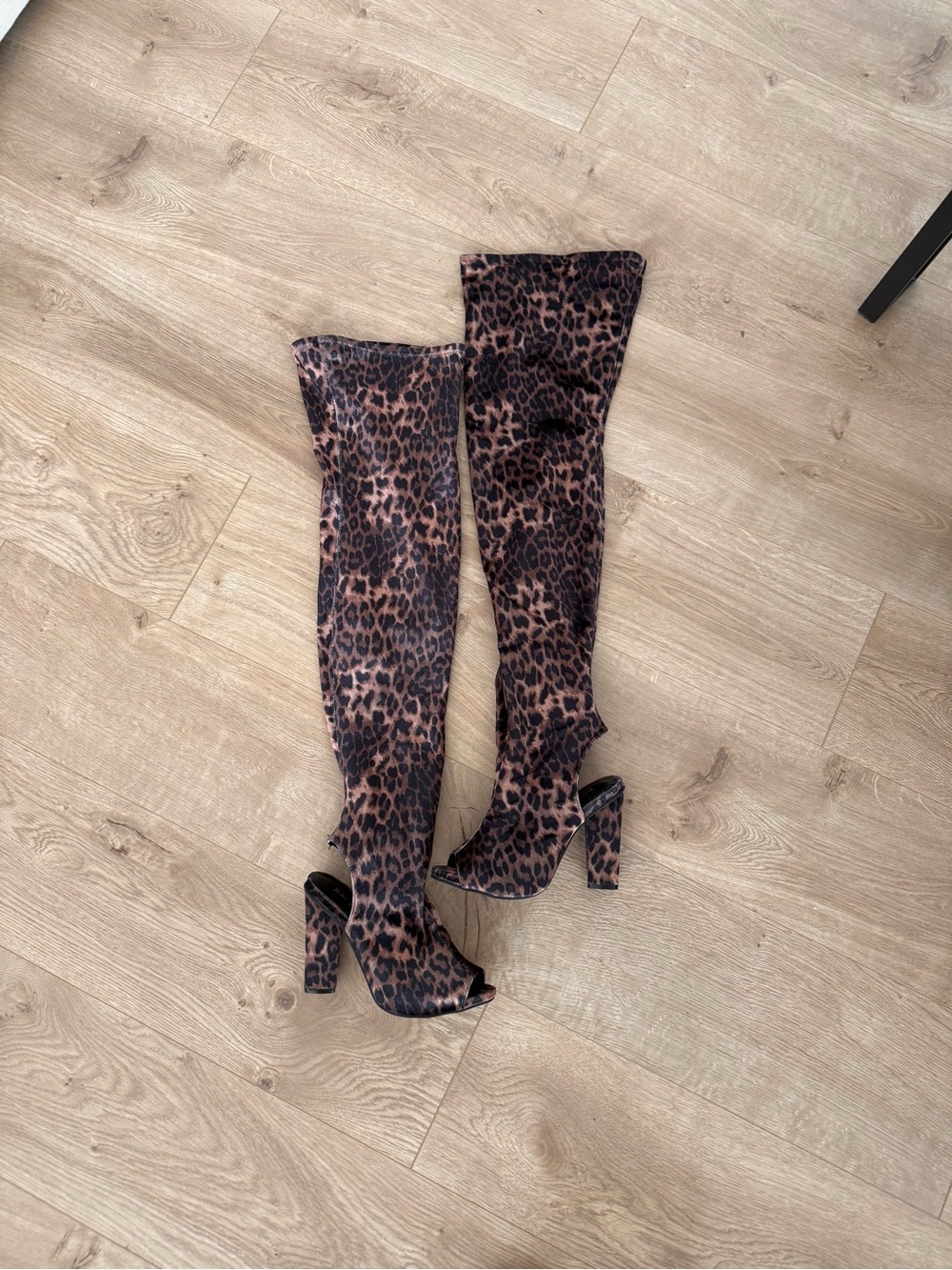 Bamboo Leopard Print Over-the-Knee Boots | Size 7